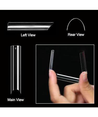 Extra Long C Curve Nail Tips - Half Cover Clear French XXL Deep Fingernail - 500 Pcs Acrylic Straight Square Tips for DIY Nail Art & Press-On Extensions - Buy Online on GoSupps.com