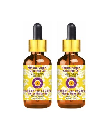 d ve herbes Natural Virgin Coconut Oil (Cocos nucifera) with Glass Dropper Cold Pressed (Pack of two) 100ml X 2 (6.76 oz)