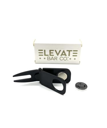 Elevate Bar Co. Multi-Use Magnetic, Holder, Golf Divot & Marker Tool Black