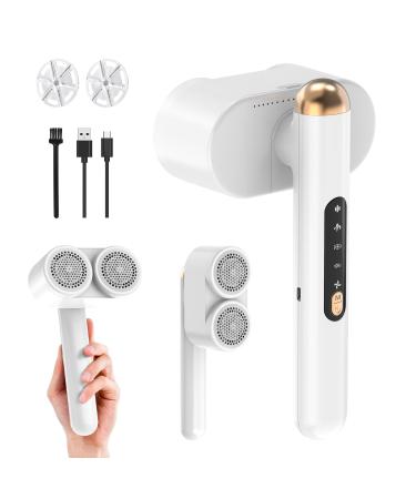 Smiling Shark Fabric Shaver M-3 Rechargeable Electric Lint Remover 4 Speed Mode 90° Rotatable Grip Portable Cordless Fuzz Remover for Clothes Furniture Sweater Curtain Fabric-Shaver-Pilling-Removers