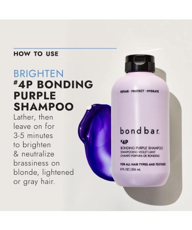 Bondbar Purple Brightening Shampoo for Blonde & Gray Hair - Neutralizes Brassiness, Repairs & Protects - 8 Fl. Oz - Buy Online on GoSupps.com