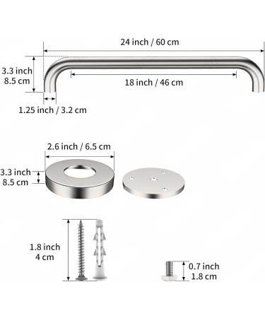 24 Inch Shower Grab Bars ZUEXT 2 Pack Brushed Nickel Stainless Steel Bathroom Wall Grab Bar Handle Shower Balance Bar Safety Hand Rail Support Handicap Elderly Senior Bath Grab Handle(1.25" Tube) 24 Inch-2 Pack Brushed Nickel - Buy Online on GoSupps.com