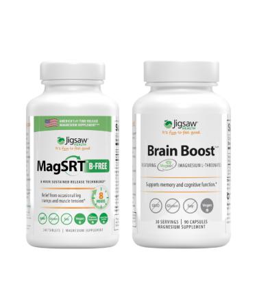 Jigsaw Health Magnesium Bundle | MagSRT (B-Free) 240 Tablets and Brain Boost 90 Capsules