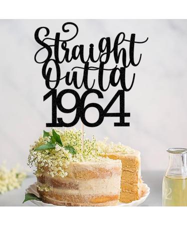 Sodasos Black Glitter Straight Outta 1964 Cake Topper Happy 60th Birthday Cake Topper 60 and Fabulous 60th Wedding/Anniversary Party Sign Decorations (black Straight Outta 1964) - Buy Online on GoSupps.com