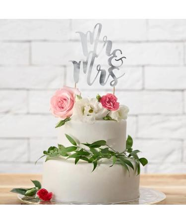 Schnooridoo Mr. & Mrs. Silver Cake Topper - Elegant Wedding & Birthday Cake Decoration - Buy Online on GoSupps.com
