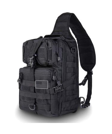 Tactical Sling Bag Pack Military Rover Shoulder Sling Backpack EDC Molle Assault Range Bag. Black