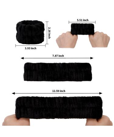 AMCAMI 9 Pcs Spa Headband & Wristband Set - Microfiber Makeup Hair Band & Facial Skincare Towels for Women & Girls - Black - Buy Online on GoSupps.com