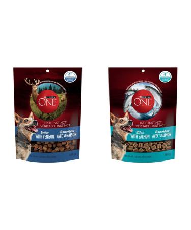 Purina ONE True Instinct Bites with Venison + Real Salmon Natural Dog Treats Bundle