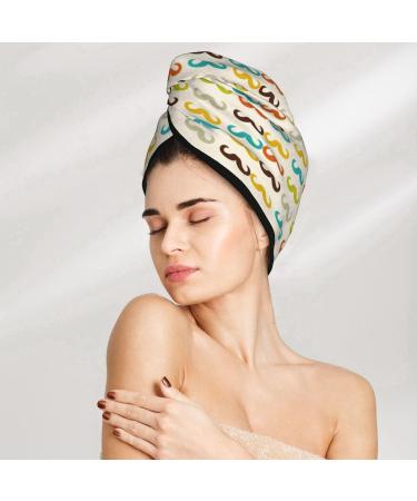 Shop High-Quality Hair Towel Wrap - Quick Drying Towel Turban with Button | Colorful Mustache Design - International Shipping - Buy Online on GoSupps.com