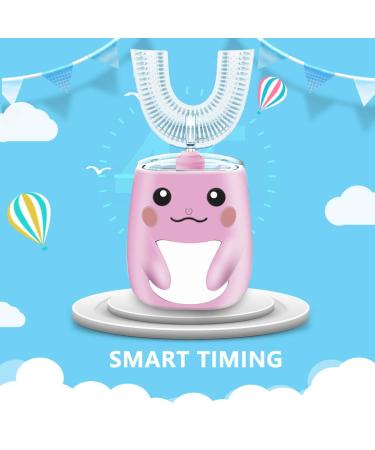 Kids Electric U-Shaped Ultrasonic Toothbrush | 6 Modes | IPX7 Waterproof | Rechargeable | 2 Brush Heads | Child Birthday Gift (Pink) - Buy Online on GoSupps.com