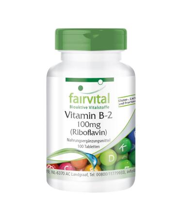 Fairvital | Vitamin B2 Riboflavin 100mg - HIGH DOSE - VEGAN - 100 tablets