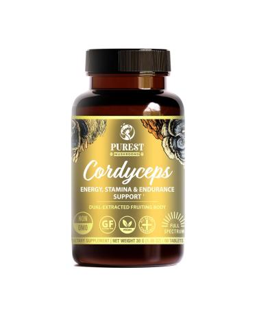 Cordyceps Mushroom Extract Tablets - 30g Monthly Supply - Dual-Extraction Fruiting Body - 35%+ Beta-glucans + Active Compounds - Pure Organic Cultivation - No Fillers or Additives Cordyceps Tablets