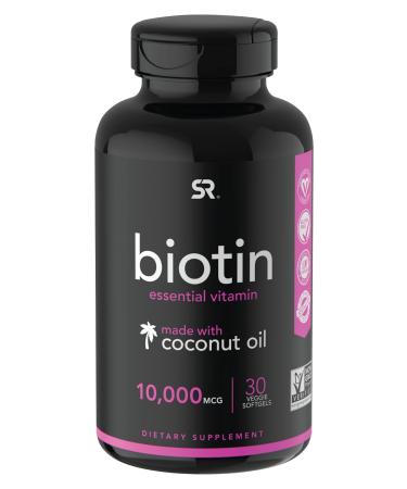 Sports Research Biotin with Coconut Oil 10000 mcg 30 Veggie Softgels