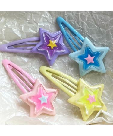 xbiez Girly Snap Clip Hairpin Y2K Girls Headdress Hair Accessories Delicate Star Color Block Mini Jelly Star Hairpin - Buy Online on GoSupps.com