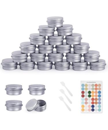 Flintronic 24-Pack 5ml Aluminum Empty Jars with Spoon & Labels - Travel Pots for Mini Candles & Cosmetics - Silver - Buy Online on GoSupps.com