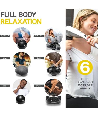 Handheld Back Massager - Cordless Deep Tissue Muscle Massager with 6 Interchangeable Heads for Neck, Shoulders, Arms, Legs, Calves, and Feet - 5 Modes - Buy Online on GoSupps.com