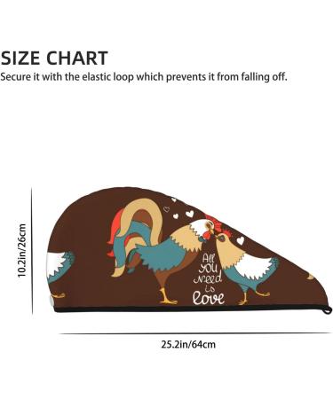 Hair Towel Wrap - Quick Drying Turban with Button | Rooster & Chicken Design - Buy Online on GoSupps.com