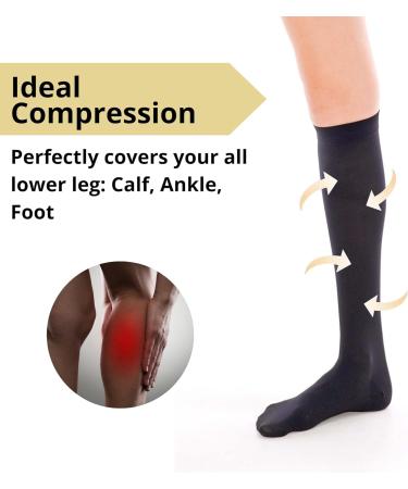 Sheer Compression Stockings for Women - Travel & Support Knee High Socks (X-Large) - Ideal for Flying Nursing & Running - Buy Online on GoSupps.com
