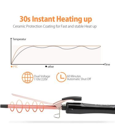Culwad 9mm Ceramic Curling Iron for Small Curls | Best for Short/Medium Hair & Afro Curls | Includes Gloves - Buy Online on GoSupps.com