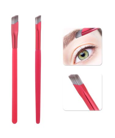2Pcs Multi-Function Eyebrow Brush, 4D Hair Stroke Brow Stamp Brush, Ultra-thin Eyebrow Brush, Square Angled Eyebrow Hairline Brush for Drawing Hairline, Smoky Makeup, Eye Shadow Primer, Easy to Clean Red