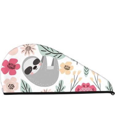 Soft Super Absorbent Cartoon Sloth Hair Towel Wrap - Quick Dry Coral Velvet for Long & Curly Hair - Buy Online on GoSupps.com