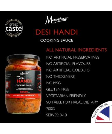 Mumtaz DESI HANDI Indian Curry Cooking Sauce 700g Pack of 3 Restaurant Quality at Home - Medium Spiced Serves 8-10 - All Natural Ingredients- Gluten Free- Vegetarian Friendly. - Buy Online on GoSupps.com