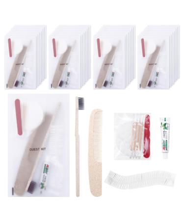 Travel toothpaste and brush toothbrush and toothpaste set mini toilet article with toothbrush toothpaste hotel make-up set comb shower hood suitable for hotel at home and travel (50 pieces)