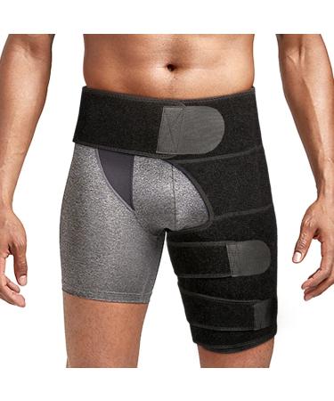 Hip Brace, Thigh Support with Lumber Belt Sciatica Relief Wrap Groin Support, Adjustable Hamstring Compression Sleeve for Pulled Injury Strain Tendonitis and Recovery, Fits Men Women Black