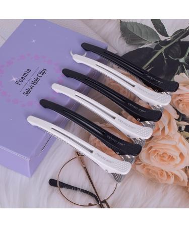 Foamia 12 Pack Salon Hair Clips for Styling Thick & Thin Hair - No-Trace Duck Teeth Hair Accessory (White+Black) - Buy Online on GoSupps.com