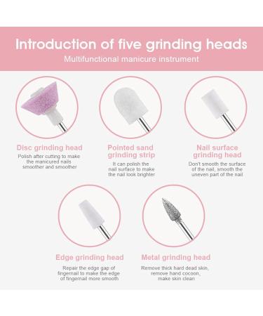 Electric Nail Polisher Electric Nail Drill File High Efficiency 6 Pieces Grinding Heads Low Noise Easy Operation 500mAh Battery for Home Use - Buy Online on GoSupps.com