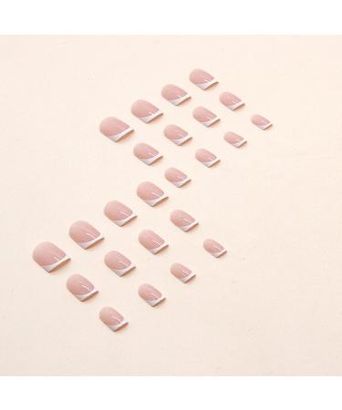 French False Nails Short 24Pcs White French Fake Nails Square Press on Nails Pattern Glitter French Nail Tips with Nail Glue Squoval Stick on Nails for Women Girls Nails Art (Glitter) - Buy Online on GoSupps.com