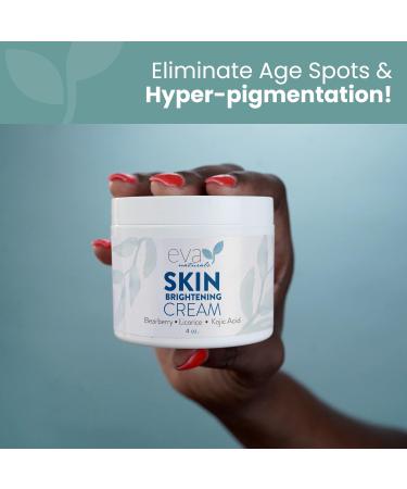 Eva Naturals Skin Brightening Cream 4 oz - Dark Spot Remover with Bearberry, Licorice, Kojic Acid - Boosts Collagen Production for Even Skin Tone - Buy Online on GoSupps.com