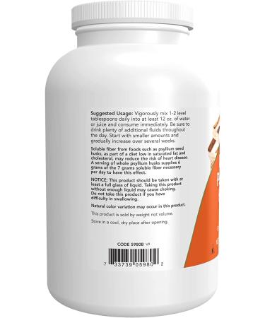 Now Foods Whole Psyllium Husks 12 oz - Dietary Fiber Supplement for Digestive Health - Buy Online on GoSupps.com