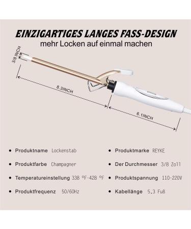 Reyke 9mm Mini Curling Iron - Professional Ceramic Adjustable 120-220 Fast Heating Includes Heat-Resistant Glove & Hair Clips for International Shipping - Buy Online on GoSupps.com