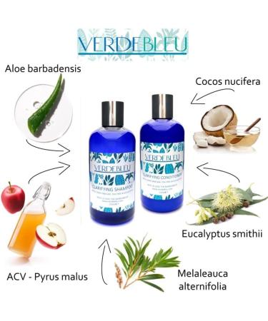 99% Natural - CLARIFYING SHAMPOO - APPLE CIDER VINEGAR TEA TREE & EUCALYPTUS - 250ml by VERDEBLEU - Free of Sulphates Parabens. We Donate 5% of Profits to Save the Rainforests - Buy Online on GoSupps.com