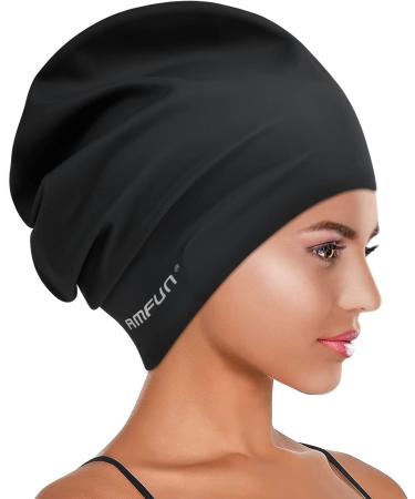 Amfun Extra Large Silicone Bathing Cap for Long Hair | Ideal for Dreadlocks Hair Extensions & Braids - Unisex Swim Cap - Buy Online on GoSupps.com