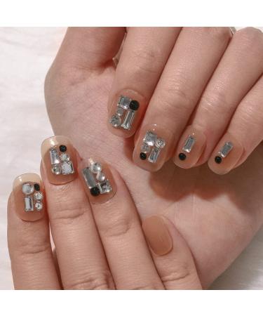 Sethexy Short Square French False Fingernails - 24 Glossy Pink Acrylic Press-On Nail Tips with Strass for Women & Girls - Buy Online on GoSupps.com