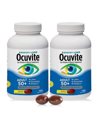 Adult 50+ Vitamin & Mineral Supplement with Lutein, Zeaxanthin, and Omega-3, Soft Gels (150 Count) (2Pack)