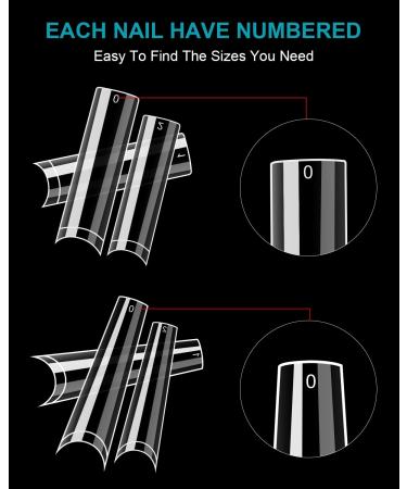 Spohom 480pcs Clear Nail Tips for Acrylic Nails - Professional Square Coffin No C Curve Extra Long Tapered Straight Fake Nails Tips - Salon Quality DIY Square and Coffin Styles - Buy Online on GoSupps.com