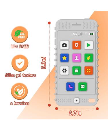 FFTROC Smart Phone Shape Silicone Teething Toy for Babies 6-12 Months - Grey - Buy Online on GoSupps.com