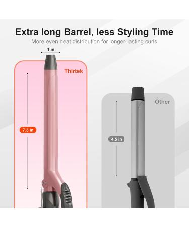 Thirtek 1-Inch Extra Long Barrel Curling Iron - Ceramic Tourmaline 450 F Fast Heat 15 Temp Settings Auto Shut-Off Dual Voltage - Rose Gold - Buy Online on GoSupps.com