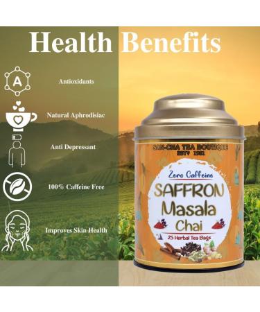 Sancha Tea Boutique Chai safran Masala Chai Chai sans caf ine m lange de tisanes pures 25 sachets de th pyramide Chai Masala th Kesar Kesar Chai th au safran safran masala chai sans caf ine 1 Count (Pack of 1) - Buy Online on GoSupps.com