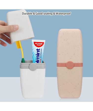 Skycase Travel Toothbrush Case 2 Pack - Portable Holder & Storage Box for Toothbrushes and Toothpaste - Pink+White - Buy Online on GoSupps.com