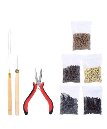 Filfeel Hair Extension Kit - 500pcs Micro Rings Tongs & Loop Tip - Premium Beige Hair Extensions Accessories for Easy Application - Buy Online on GoSupps.com
