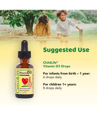 ChildLife Essentials Vitamin D3 Drops for Kids - Immune & Respiratory Support - Gluten-Free Non-GMO - Natural Berry Flavor - 1 Fl. Oz (Pack of 3) - Buy Online on GoSupps.com