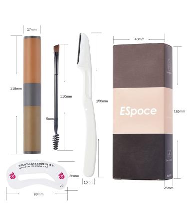 ESPOCE Eyebrow Stamp Stencil Kit - 2-in-1 Dark Brown & Light Brown, Waterproof, Long Lasting - With 24 Stencils, Brush, Razor - Upgrade Design - Buy Online on GoSupps.com