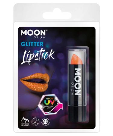 Smiffys Moon Glow Neon UV Glitter Lipstick Orange