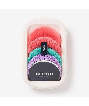 CROON Angel Puff Makeup Cleanser & Face Scrub Set - Travel Pack (3 Cleansing Puffs + 1 Scrub) | Chemical-Free Water-Activated Cleanse - Buy Online on GoSupps.com