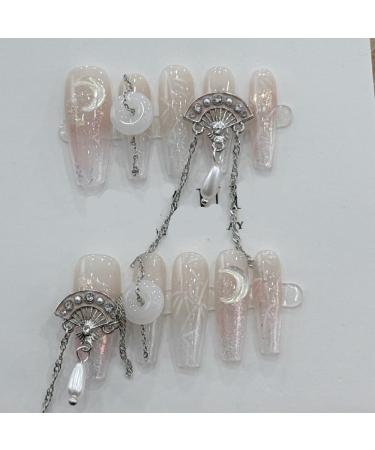 Handmade Nail Wearing New Chinese Style Qipao Nail and Nail Enhancement Patch(Size:M)