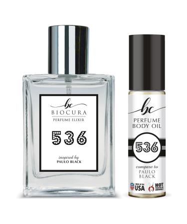 BC Perfume 536 Spray + Body Oil Set Impression of Paulo Black Travel Size Refillable Bottle Long Lasting Blend Sample For Men / 10ml+50ml